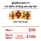 Trà 100% rễ hồng sâm sấy khô