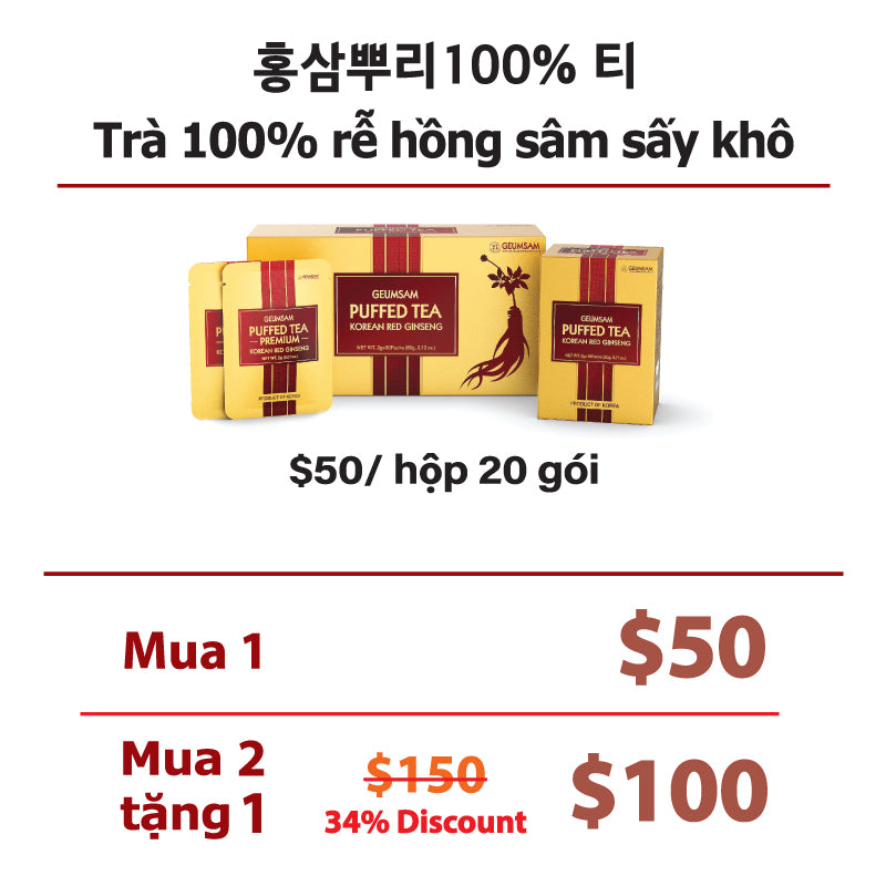 Trà 100% rễ hồng sâm sấy khô