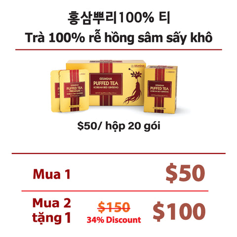 Trà 100% rễ hồng sâm sấy khô